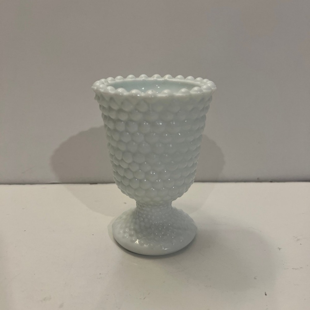 White Milk Glass Hobnail 4" Bud Vase